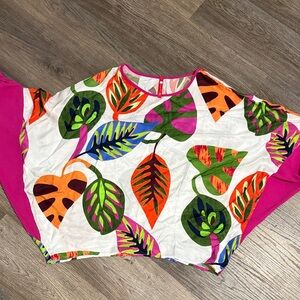 INC International Concepts Multicolor Leaf Print Top